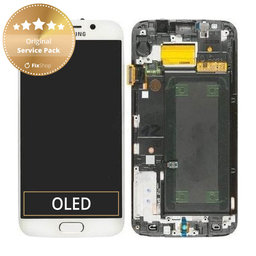 Samsung Galaxy S6 Edge G925F - Ecran LCD + Sticlă Tactilă + Ramă (White Pearl) - GH97-17162B, GH97-17317B, GH97-17334B Genuine Service Pack