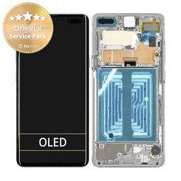 Samsung Galaxy S10 5G G977F - Ecran LCD + Sticlă Tactilă + Ramă + Baterie (Crown Silver) - GH82-20442A Genuine Service Pack