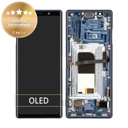 Sony Xperia 5 - Ecran LCD + Sticlă Tactilă + Ramă (Blue) - 1319-9384 Genuine Service Pack