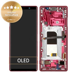 Sony Xperia 5 - Ecran LCD + Sticlă Tactilă + Ramă (Red) - 1319-9456 Genuine Service Pack