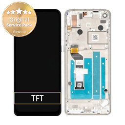 Motorola One Action XT2013 - Ecran LCD + Sticlă Tactilă + Ramă (Pearl White) - 5D68C14738 Genuine Service Pack