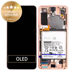 Samsung Galaxy S21 G991B - Ecran LCD + Sticlă Tactilă + Ramă + Baterie (Phantom Pink) - GH82-24716D, GH82-24718D Genuine Service Pack