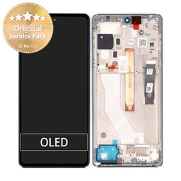 Motorola Edge 20 Pro XT2153 - Ecran LCD + Sticlă tactilă + Ramă (Iridecent White) - 5D68C19376 Genuine Service Pack