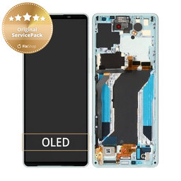 Sony Xperia 1 IV XQCT54 - Ecran LCD + Sticlă Tactilă + Ramă (White) - A5046145A Genuine Service Pack