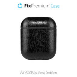 FixPremium - Caz din Piele Artificiala pentru AirPods 1 & 2, negru