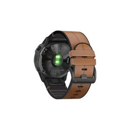 FixPremium - Piele Curea pentru Garmin (QuickFit 22mm), maro deschis