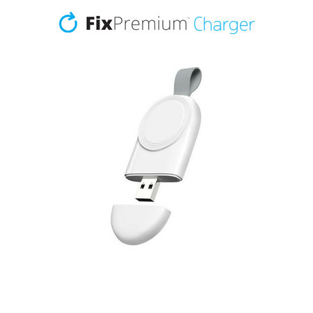 FixPremium - Încărcător USB de călătorie pentru Apple Watch, alb