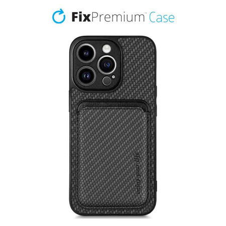 FixPremium - Caz Carbon cu MagSafe Wallet pentru iPhone 13 Pro Max, negru