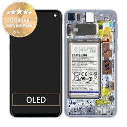 Samsung Galaxy S10e G970F - Ecran LCD + Sticlă Tactilă + Ramă + Baterie (Prism Blue) - GH82-18843C, GH82-18843A Genuine Service Pack