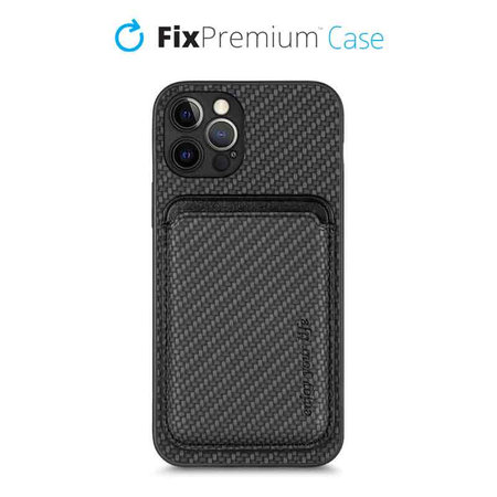 FixPremium - Caz Carbon cu MagSafe Wallet pentru iPhone 12 Pro, negru