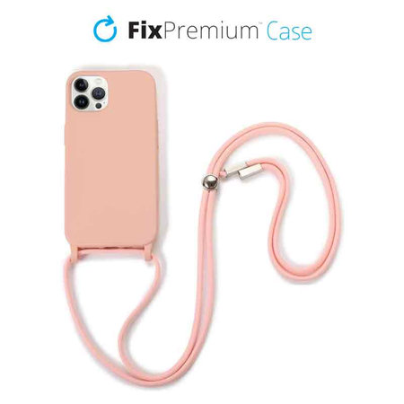 FixPremium - Silicon Caz cu String pentru iPhone 12 & 12 Pro, roz