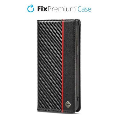 FixPremium - Caz Carbon Wallet pentru iPhone 12 Pro Max, negru