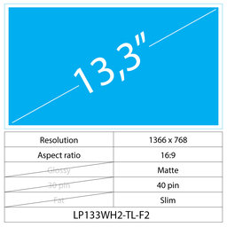 13.3 LCD Slim Mat 40 pin WXGA HD