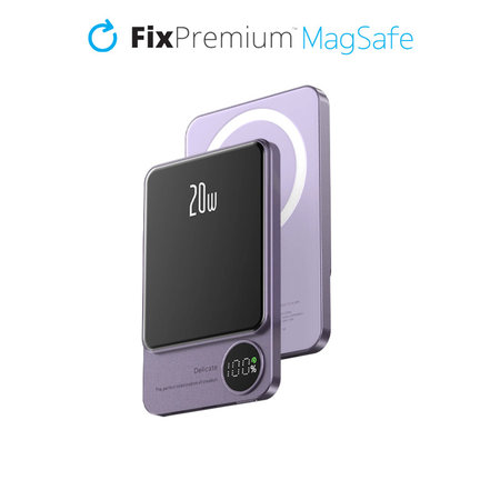 FixPremium - MagSafe PowerBank cu LCD 5000mAh, violet