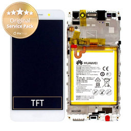 Huawei Y6 II CAM-L21 - Ecran LCD + Sticlă Tactilă + Ramă + Baterie (White) - 02350VRS Genuine Service Pack