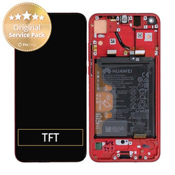 Huawei Honor View 20 - Ecran LCD + Sticlă Tactilă + Ramă + Baterie (Phantom Red) - 02352JKR Genuine Service Pack