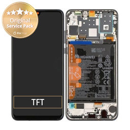 Huawei P30 Lite - Ecran LCD + Sticlă Tactilă + Ramă + Baterie (Midnight Black) - 02352RPW Genuine Service Pack