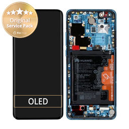 Huawei P40 Pro - Ecran LCD + Sticlă Tactilă + Ramă + Baterie + Senzor de Amprentă (Deep Sea Blue) - 02353PJJ Genuine Service Pack