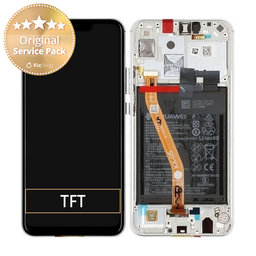 Huawei P Smart Plus (Nova 3i) - Ecran LCD + Sticlă Tactilă + Ramă + Baterie (Pearl White) - 02352BUK Genuine Service Pack