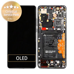 Huawei P40 Pro Plus - Ecran LCD + Sticlă Tactilă + Ramă + Baterie + Senzor de Amprentă (Ceramic Black) - 02353RVJ Genuine Service Pack