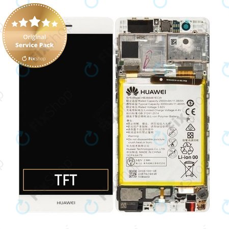 Huawei P9 - Ecran LCD + Sticlă Tactilă + Ramă + Baterie (White) - 02350RRY, 02350RKF Genuine Service Pack