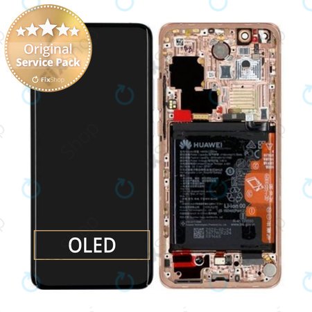 Huawei P40 Pro - Ecran LCD + Sticlă Tactilă + Ramă + Baterie + Senzor de Amprentă (Blush Gold) - 02353PJL Genuine Service Pack