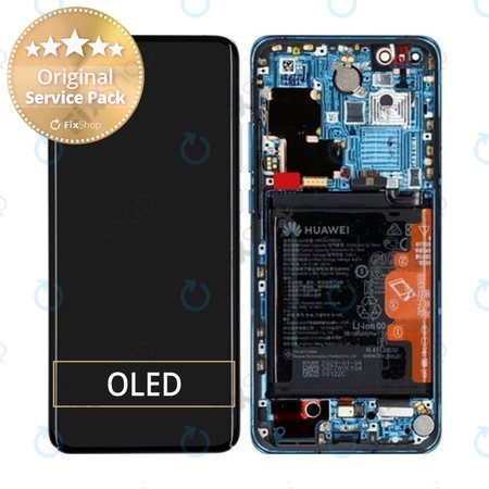 Huawei P40 Pro - Ecran LCD + Sticlă Tactilă + Ramă + Baterie + Senzor de Amprentă (Deep Sea Blue) - 02353PJJ Genuine Service Pack