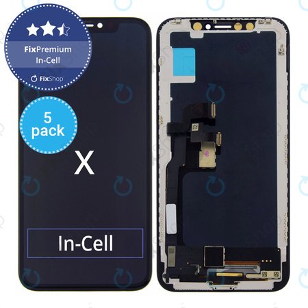 Apple iPhone X - Ecran LCD + Sticlă Tactilă + Ramă In-Cell FixPremium (5 Pack)