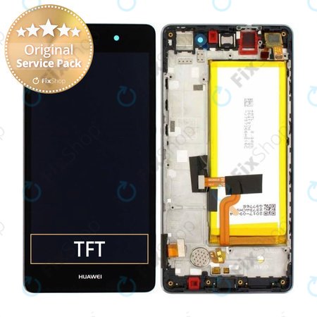 Huawei P8 Lite ALE-L21 - Ecran LCD + Sticlă Tactilă + Ramă + Baterie (Black) - 02350KCW, 02350KCC, 02350KCB, 02350JVD Genuine Service Pack