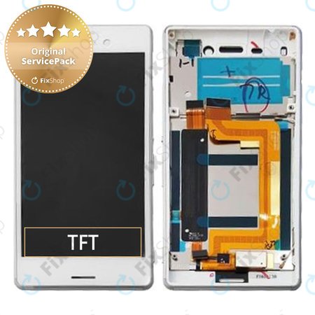 Sony Xperia M4 Aqua E2306 - Ecran LCD + Sticlă Tactilă + Ramă (White) - 124TUL0010A Genuine Service Pack