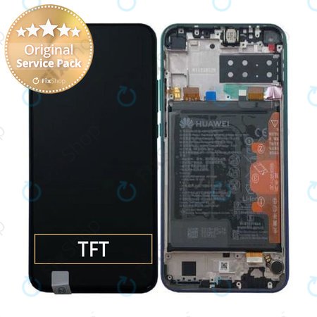 Huawei P40 Lite E - Ecran LCD + Sticlă Tactilă + Ramă + Baterie (Aurora Blue) - 02353FMX Genuine Service Pack