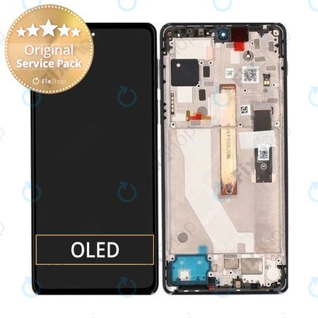 Motorola Edge 20 Pro XT2153 - Ecran LCD + Sticlă tactilă + Ramă (Midnight Blue) - 5D68C19375 Genuine Service Pack