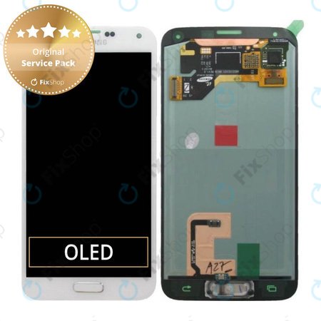 Samsung Galaxy S5 G900F - Ecran LCD + Sticlă Tactilă (Shimmery White) - GH97-15959A, GH97-15734A Genuine Service Pack