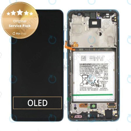 Samsung Galaxy A52 A525F, A526B - Ecran LCD + Sticlă Tactilă + Ramă + Baterie (Awesome Blue) - GH82-25229B, GH82-25230B Genuine Service Pack