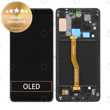 Samsung Galaxy A9 A920F (2018) - Ecran LCD + Sticlă Tactilă + Ramă (Caviar Black) - GH82-18308A, GH82-18322A Genuine Service Pack