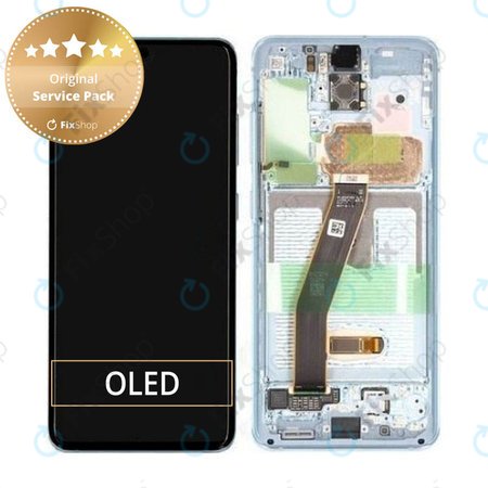 Samsung Galaxy S20 G980F - Ecran LCD + Sticlă Tactilă + Ramă (Cloud Blue) - GH82-22123D, GH82-22131D Genuine Service Pack