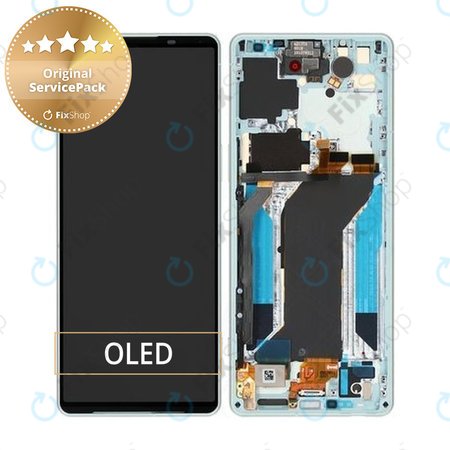 Sony Xperia 1 IV XQCT54 - Ecran LCD + Sticlă Tactilă + Ramă (White) - A5046145A Genuine Service Pack