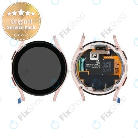 Samsung Galaxy Watch 4 40mm R865 - Ecran LCD + Sticlă Tactilă + Ramă (Pink Gold) - GH97-26411D Genuine Service Pack