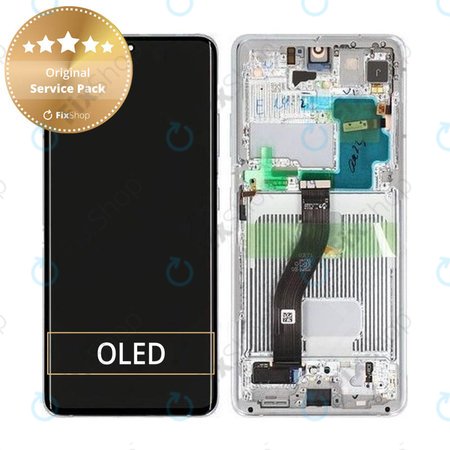 Samsung Galaxy S21 Ultra G998B - Ecran LCD + Sticlă Tactilă + Ramă (Phantom Silver) - GH82-24589B, GH82-26035B, GH82-26036B Genuine Service Pack